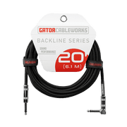 Gator 20 Backline Braided Instrument Cable, Black Straight to Angle