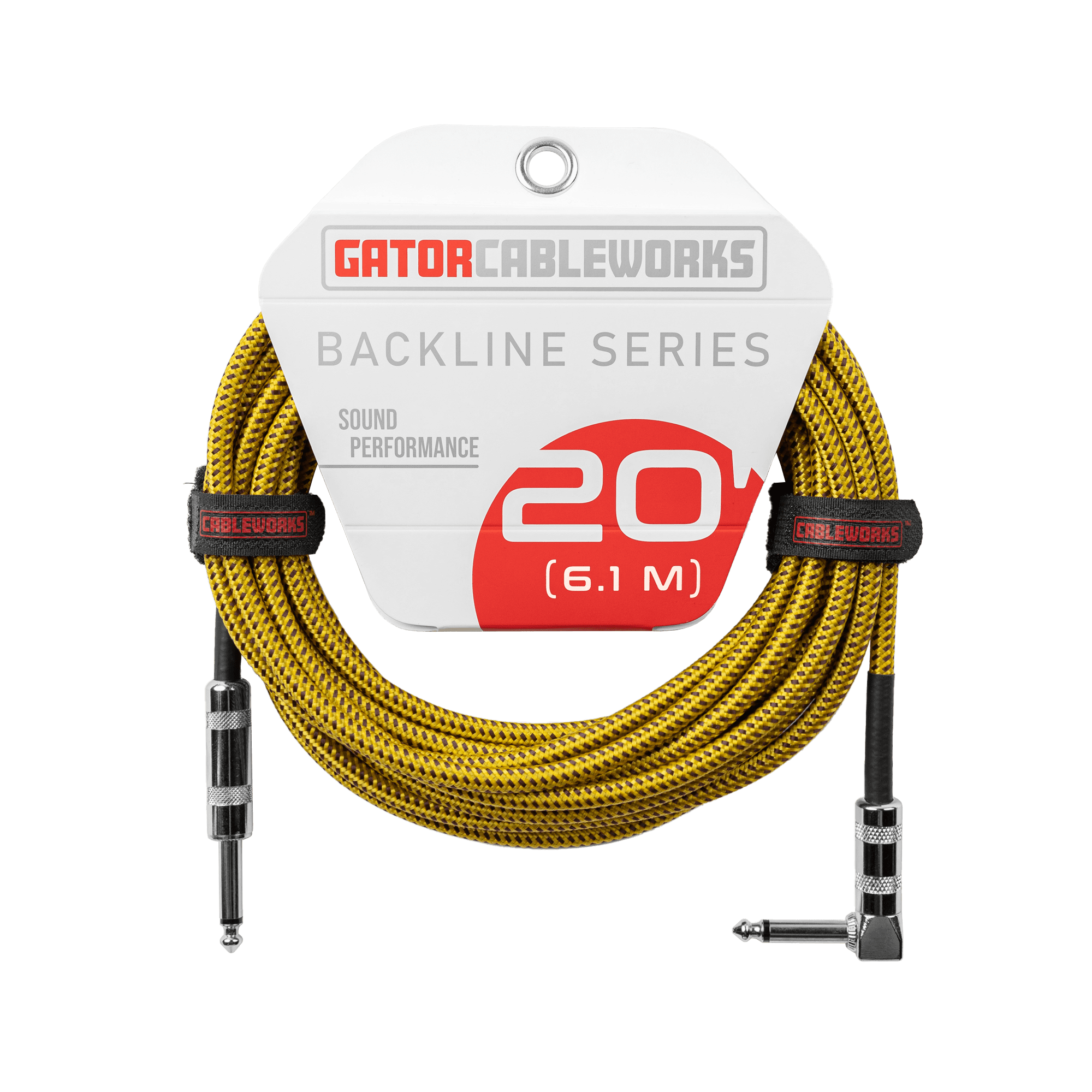 Gator 20' Backline Braided Instrument Cable, Tweed Straight to Angle