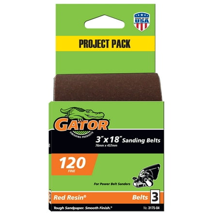 Gator 317504 3 in x 18 in Fine 120 Grit Sanding Belts, 3 Pieces