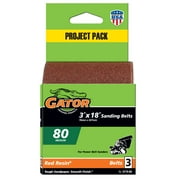 Gator 317404GA 3 in x 18 in Medium 80 Grit Sanding Belts, 3 Pieces