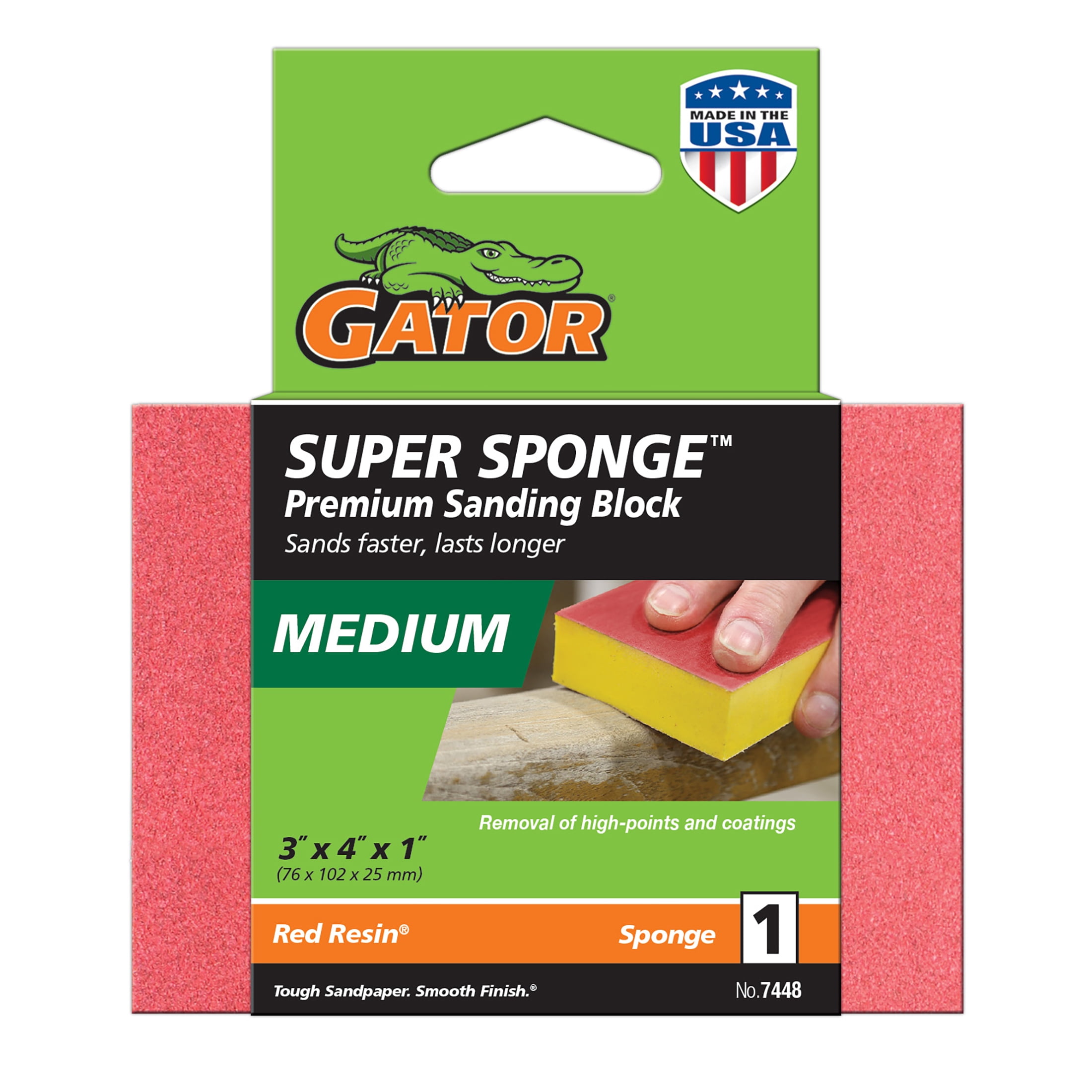 Gator 7448 3 in x 4 in x 1 in Medium 80 Grit Premium Sanding Block