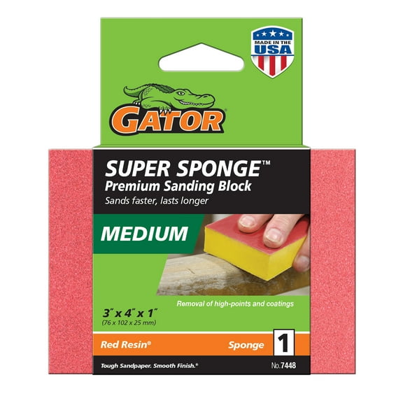 Gator 7448 3 in x 4 in x 1 in Medium 80 Grit Premium Sanding Block