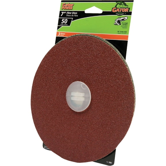 Gator 7 in. Aluminum Oxide Center Mount Fiber Disc 50 Grit Coarse 3 pk