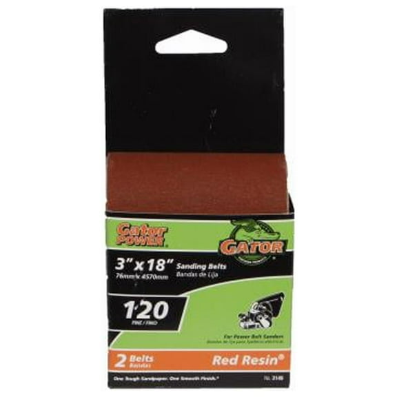 Gator 3149 Sanding Belts, Aluminum Oxide, 120-Grit, 3 x 18 In., 2-Pk. - Quantity 5