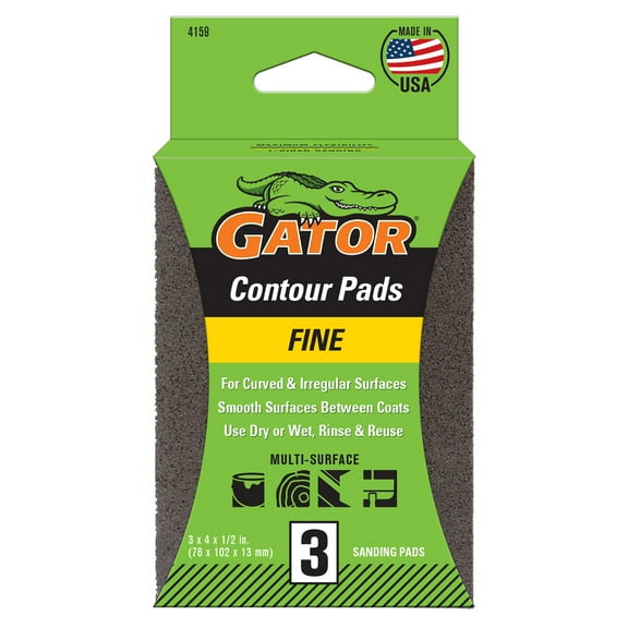 Gator 4159 3 in x 4 in x 1/2 in Fine Grit Contour Pads, 3 Pieces