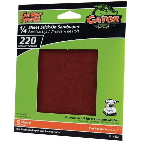 Gator 4072 Stick-On Sandpaper, 220 Grit, 4.5" x 4.5"
