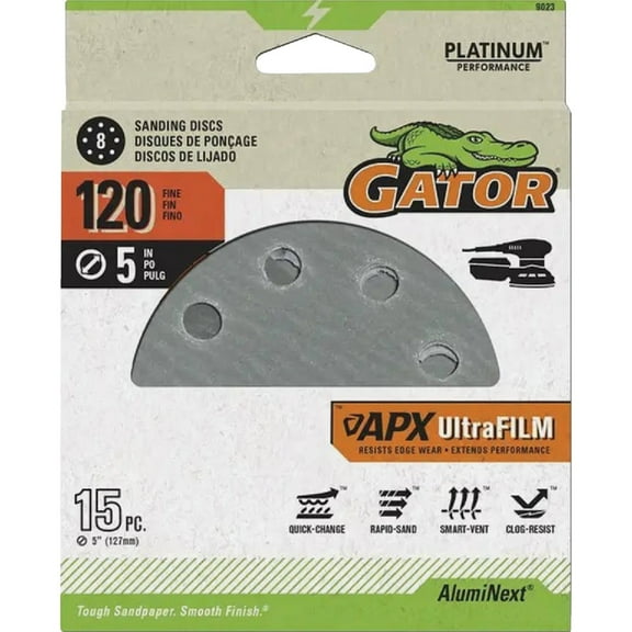 Gator 5 In. Hook & Loop Vented Sanding Disc - Pack of 4