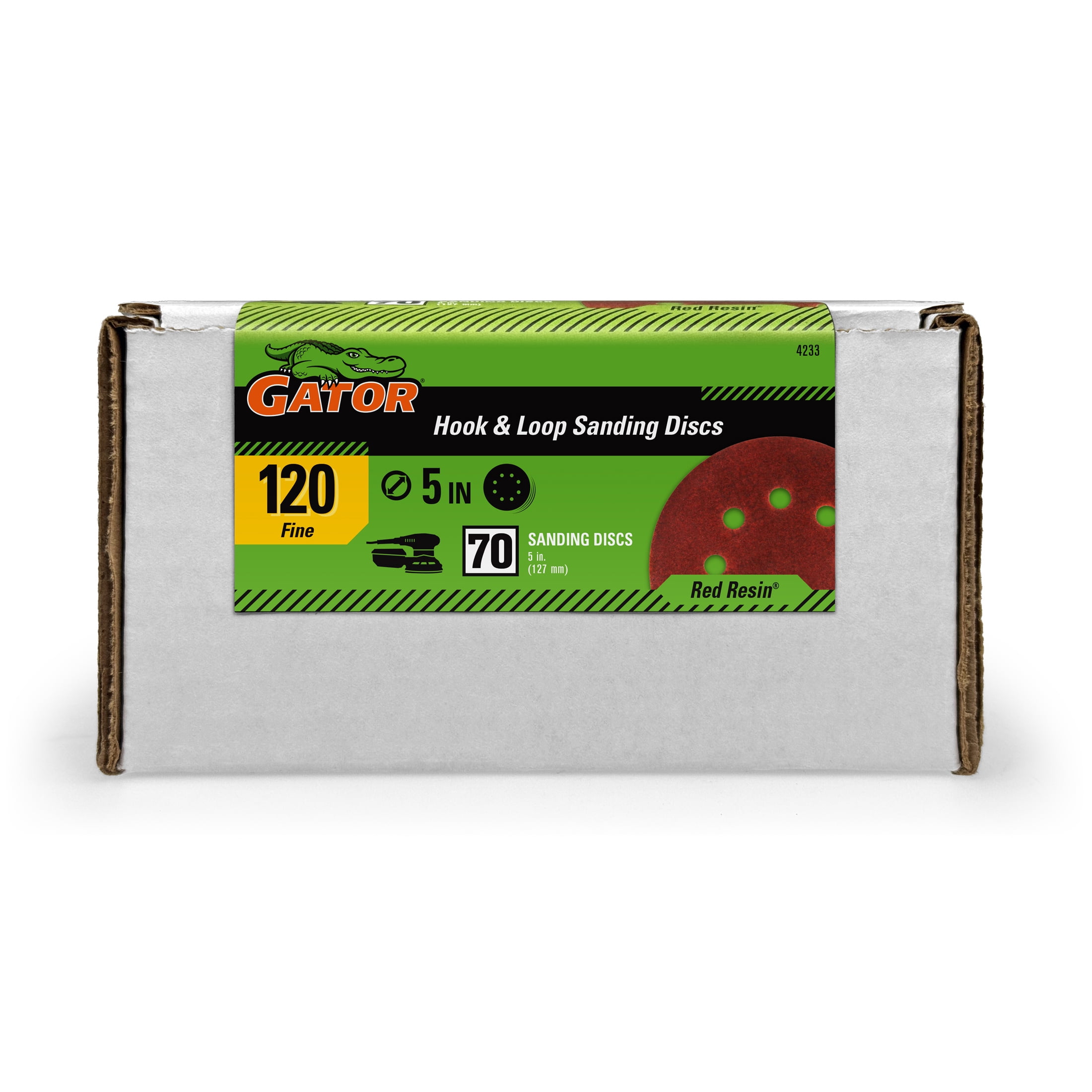 Gator 5-inch 8-Hole Hook and Loop Red Resin Multi-Surface Sanding Disc 120 Grit 70 Pack