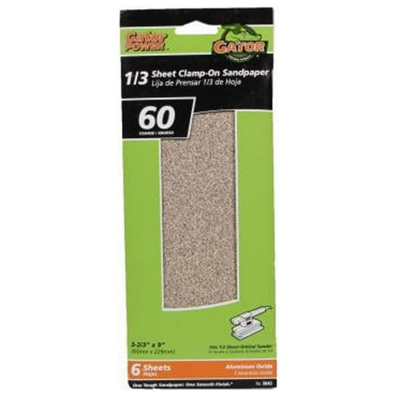 Gator 5043 Sanding Sheets, Aluminum Oxide, 60-Grit, 3-2/3 x 9 In., 6-Pk. - Quantity 10