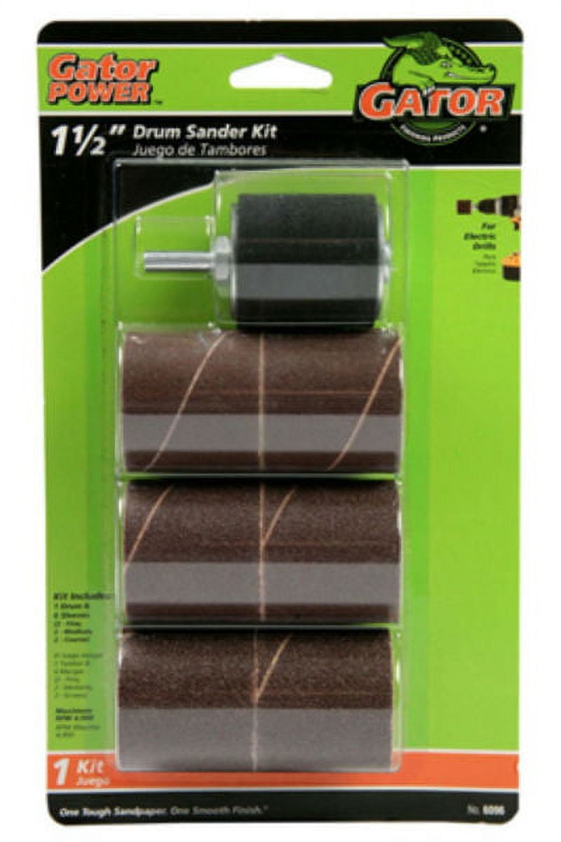 Gator 6096 Aluminum Oxide Drum Sander Kit, Assorted Grits, 11/2", 10Pack, Each