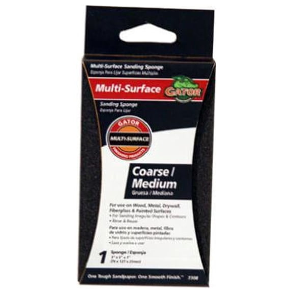 Gator 7308 Jumbo Sanding Sponge, Coarse/Medium 36/60-Grit, 3 x 5-In. - Quantity 5