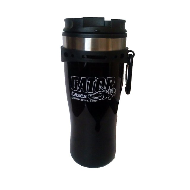 Gator Black Travel Mug with Black and White Gator Cases Logo