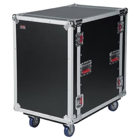 Tour Wood Flight 24" Deep Audio Road Rack Case with Casters - Size: 16U