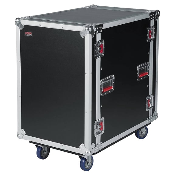 Tour Wood Flight 24" Deep Audio Road Rack Case with Casters - Size: 16U