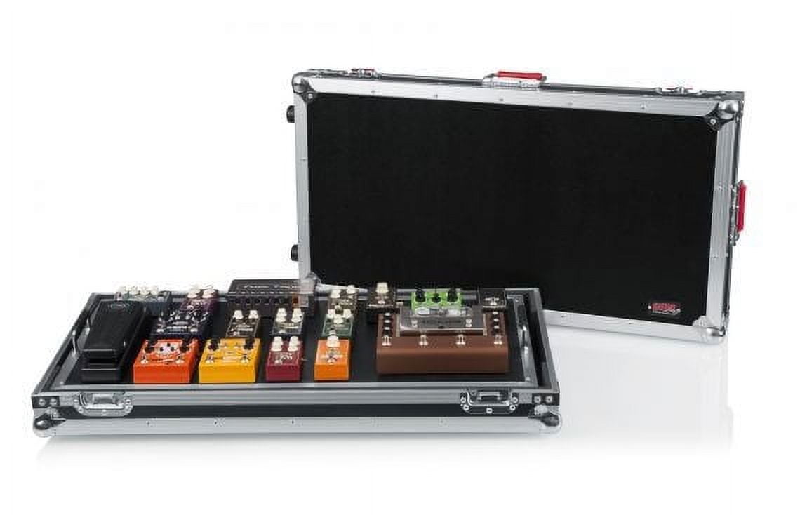 Extra Large G-TOUR Pedal Board and Flight Case for 20-25 pedals. Removable 34"x17" Pedal Surface and Inline Wheels