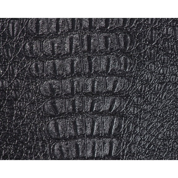 Burlap Fabric Gator Faux Leather Black - 54 Inch Wide Premium Embossed Sold by the Yard