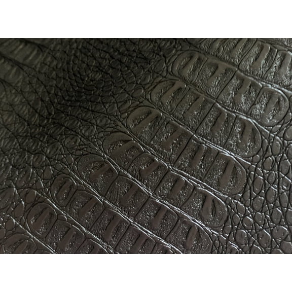 Burlap Fabrics Gator Faux Leather Brown Black - 54 Inch Wide Premium Embossed Sold by the Yard