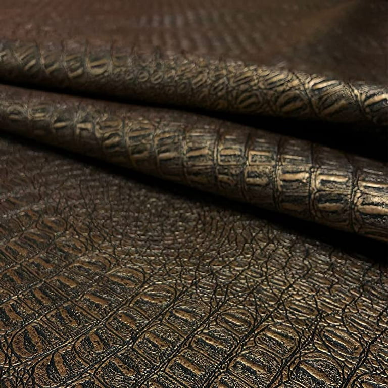 Gator Faux Leather, Soft Textured Crocodile Vinyl Fabric, Alligator Skin  Embossed Upholstery And DIY Craft Pleather Sheets – Cut Continuously By The  Yard (Brass Metallic) 