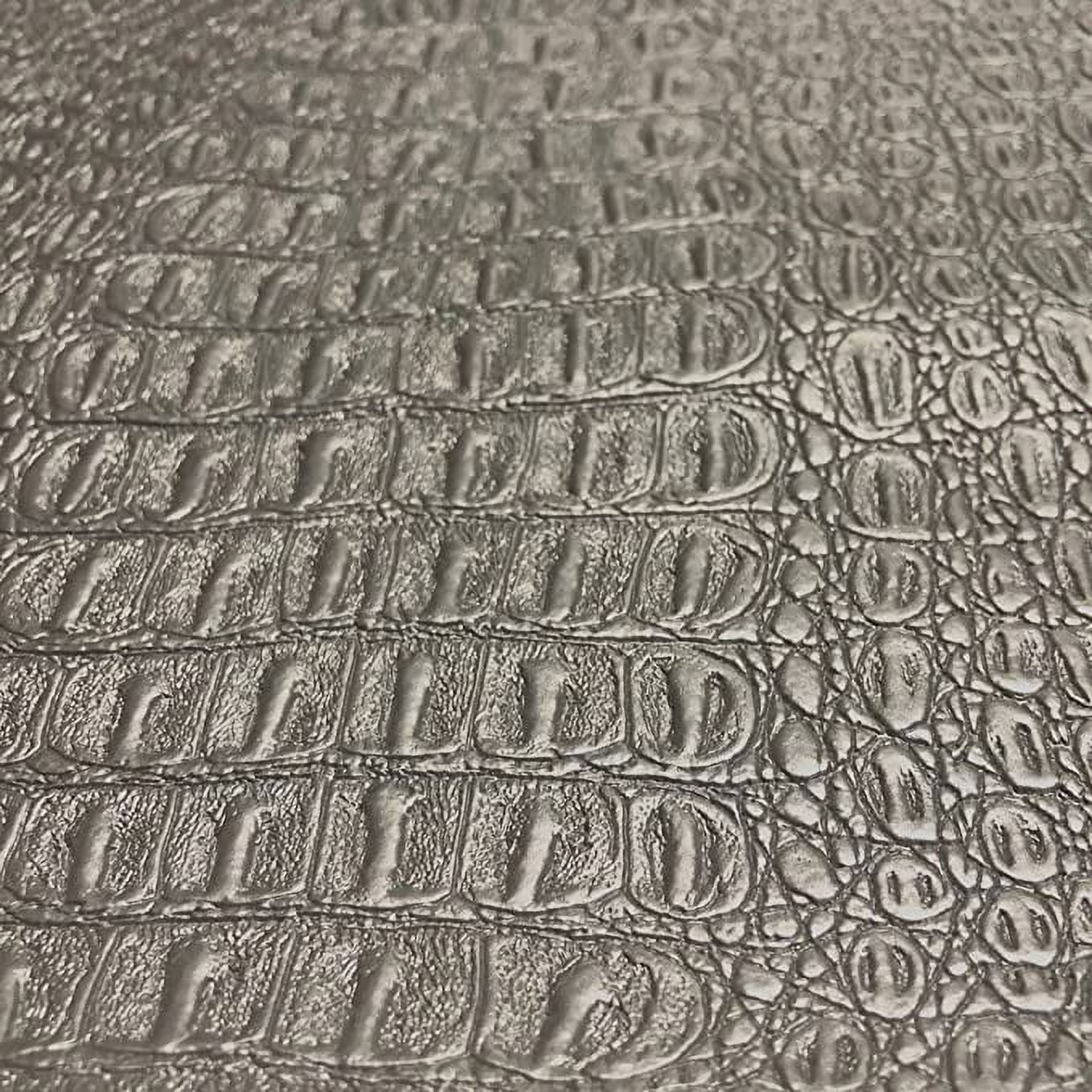 Gator Fake Leather Upholstery,Crocodile Skin Texture Faux Leather PVC Vinyl  Fabric Sold By Yard Chocolate