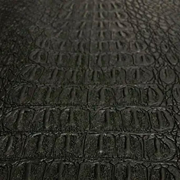 Gator Faux Leather, Soft Textured Crocodile Vinyl Fabric, Alligator Skin Embossed Upholstery And DIY Craft Pleather Sheets – Cut Continuously By The Yard (Black)
