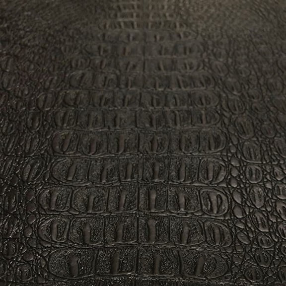 Gator Faux Leather, Soft Textured Crocodile Vinyl Fabric, Alligator Skin Embossed Upholstery And DIY Craft Pleather Sheets – Cut Continuously By The Yard (Brown)