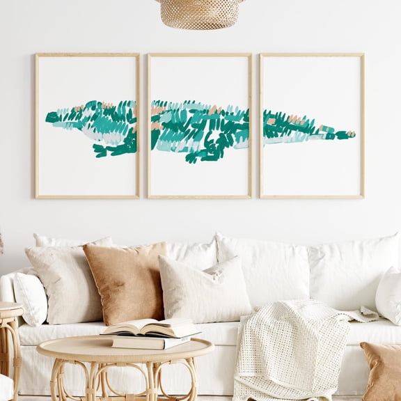 Gator Florida Artwork The Alligator Triptych Art Prints or Canvases Poster Set 3