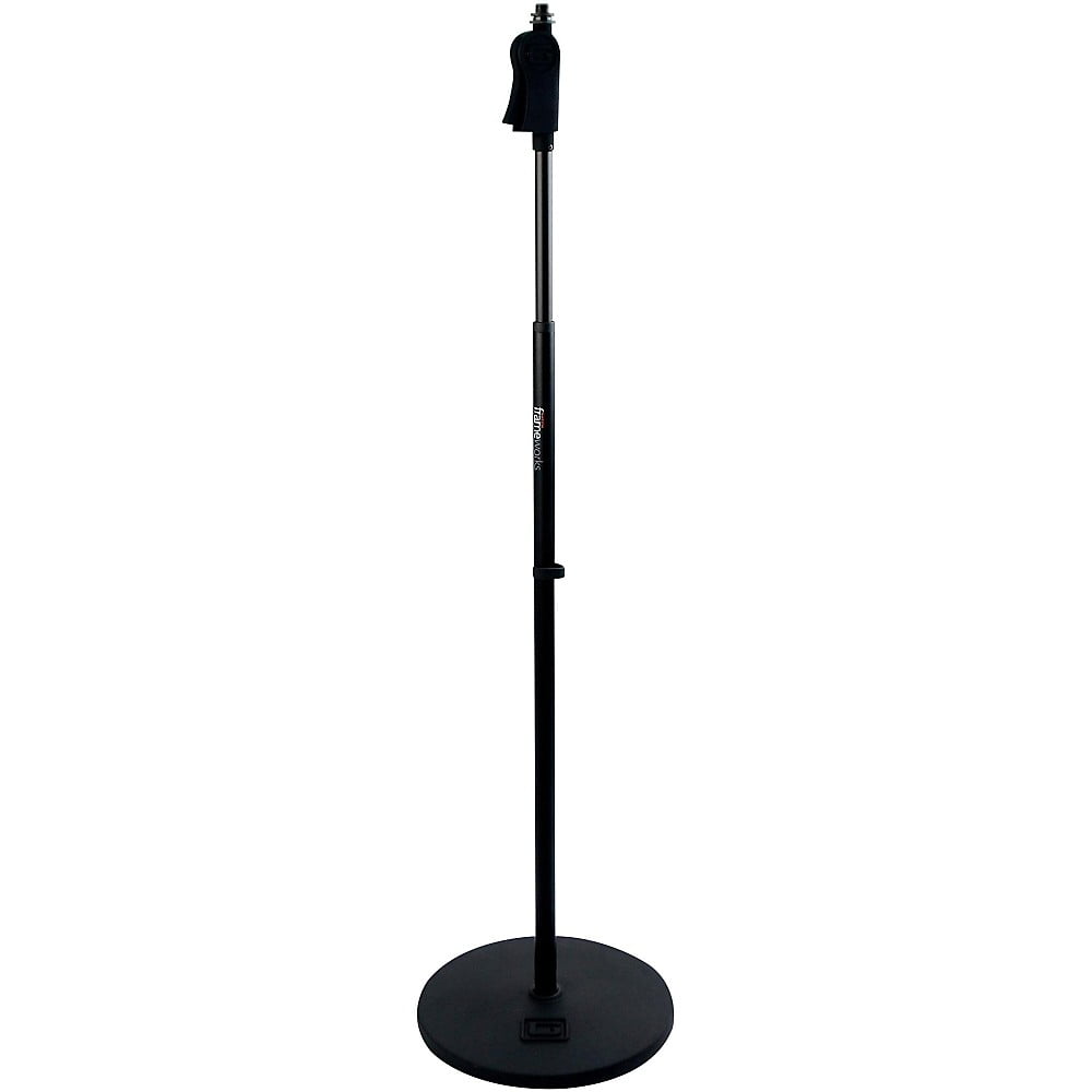 Frameworks Roundbase Mic Stand with 12" Round Base and Deluxe One-Handed Clutch