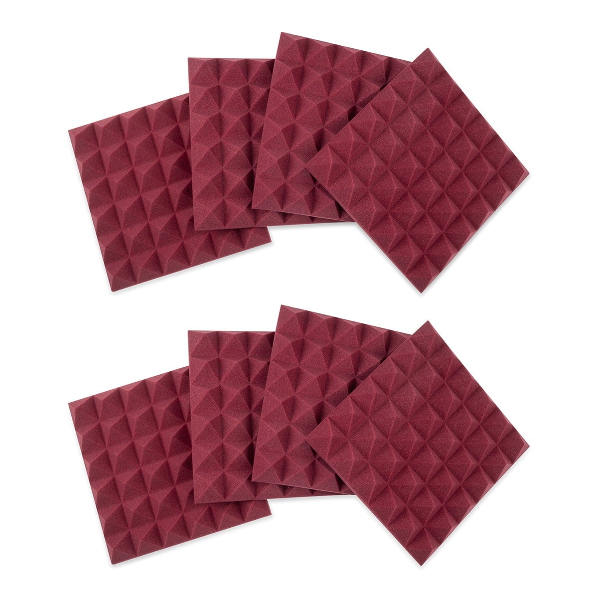 Gator GFW-ACPNL1212P-8PK 2"x12"12" Acoustic Foam Pyramid Panels 8-Pack Burgundy