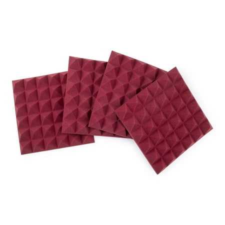 Gator GFW-ACPNL1212P Acoustic Foam Pyramid Panels 2"x12"x12" 4-Pack Burgundy