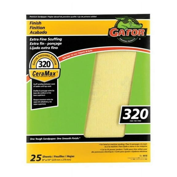 Gator Grit 3408 320 Grit Aluminum Oxide Sandpaper - pack of 25
