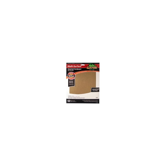 4445 Gator Grit 4445 Sandpaper, Assorted Grit, 9 x 11-In., 12-Pk. - Quantity ...