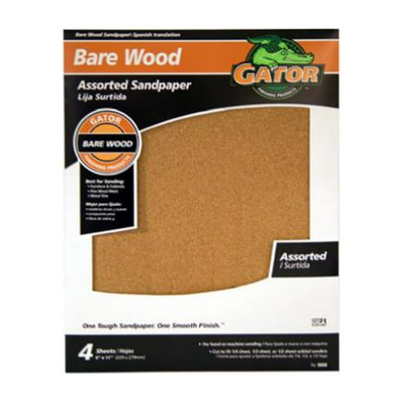 Gator Grit 4461 Garnet Sandpaper Assortment, 9 x 11-In., 4-Pk. - Quantity 10