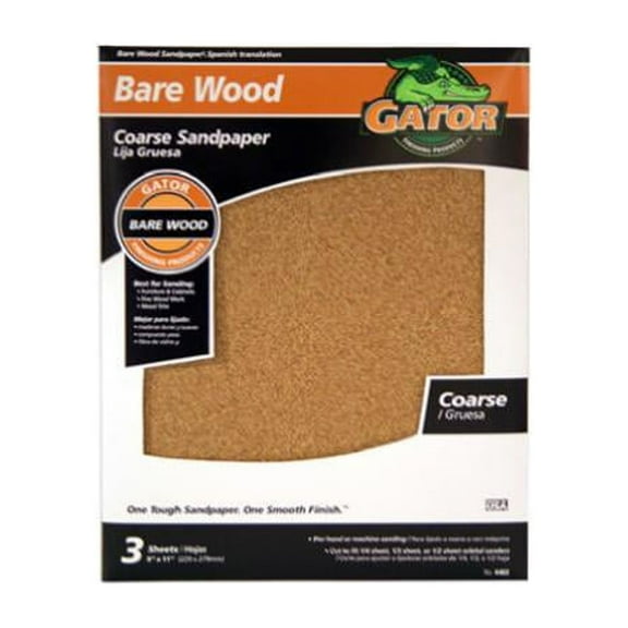Gator Grit 4462 Sandpaper, Garnet Coarse 60-Grit, 9 x 11-In., 3-Pk. - Quantity 10