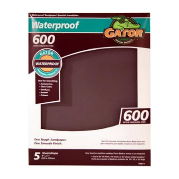Gator Grit 4471 Sandpaper, Ultra Fine 600-Grit, 9 x 11-In., 5-Pk. - Quantity 10