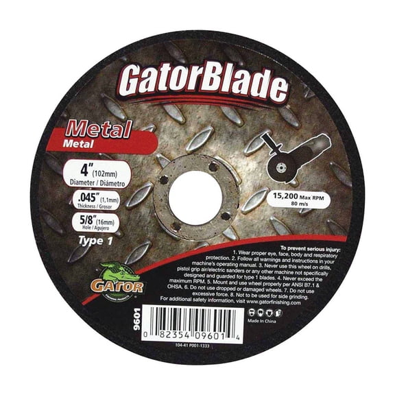 Gator 4 in. Dia. x 5/8 in. Aluminum Oxide Cut-Off Wheel 1 pc.