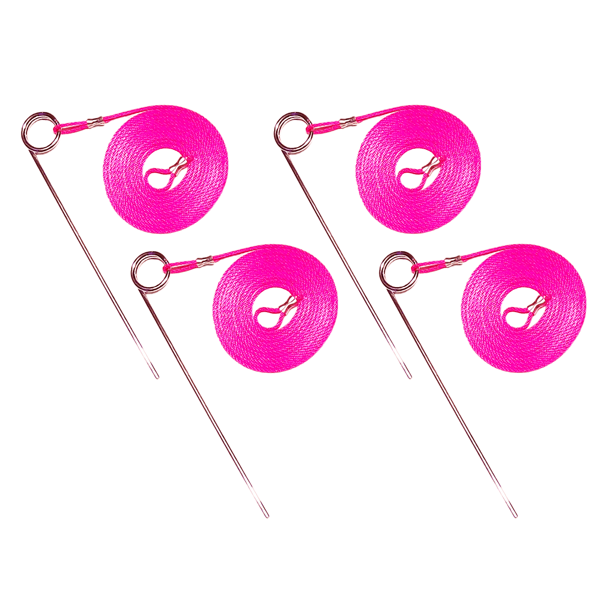 Gator Jawn Heavy Duty with 10 ft. Nylon Rope Tent Stakes- 4 Pack, Zinc Plated (Neon Pink)