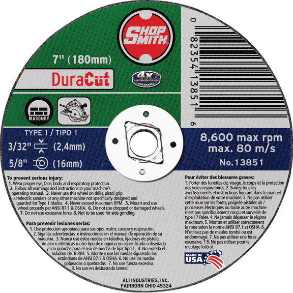 Gator Masonry Cut-Off Wheel - Single Pack Residential Use, Standard Application