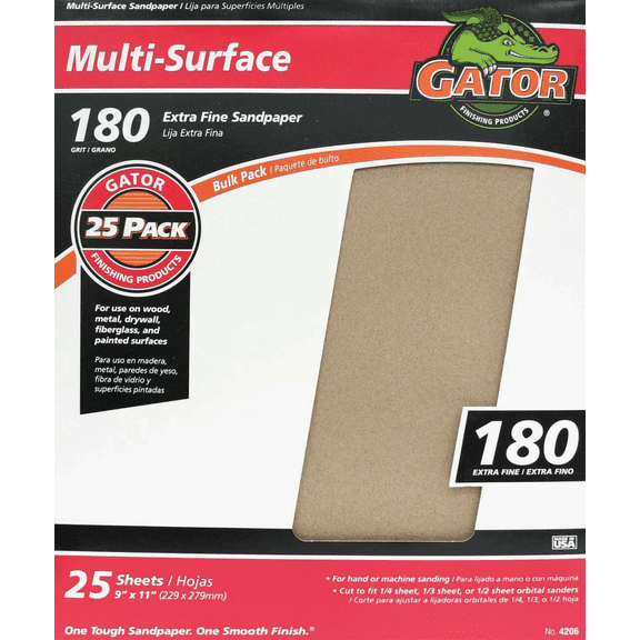 Gator Multi-Surface Sandpaper - Pack of 2 Residential Use, Standard Application