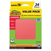 Gator 5148 4.5 in x 5.5 in Assorted Grit 1/4 Sheet Clamp-On Sandpaper, 24 Pieces