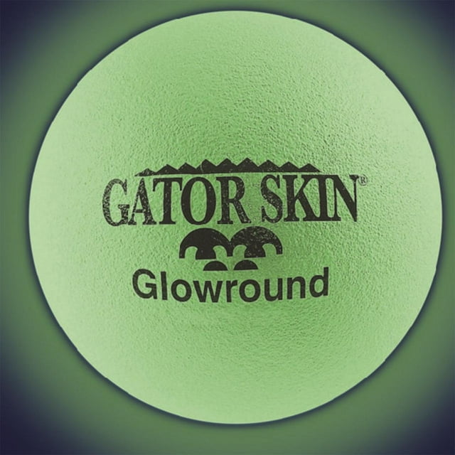 Gator Skin Glowround Ball. 8" Diameter Glow in the Dark Ball. PU Coated