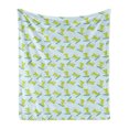 thumbnail image 1 of Gator Soft Flannel Fleece Throw Blanket, Continuous Cheerful Doodle of Surfing Happy Crocodile, Cozy Plush for Indoor and Outdoor Use, 70" x 90", Baby Blue Yellow Green, by Ambesonne, 1 of 5