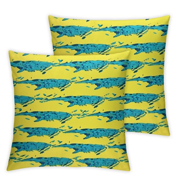 Gator Throw Pillow Cushion Cover, Repetitive Doodle Style Drawing of Crocodile Pattern Predator Animal, Decorative Square Accent Pillow Case, ", Teal Mustard and Pale Ruby