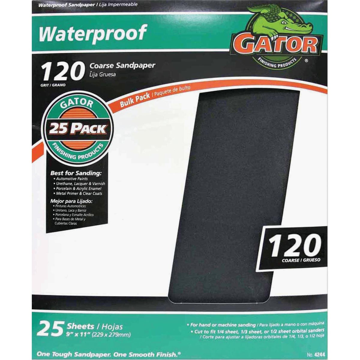 Gator Waterproof 9 In. x 11 In. 120 Grit Coarse Sandpaper (25Pack) 4244