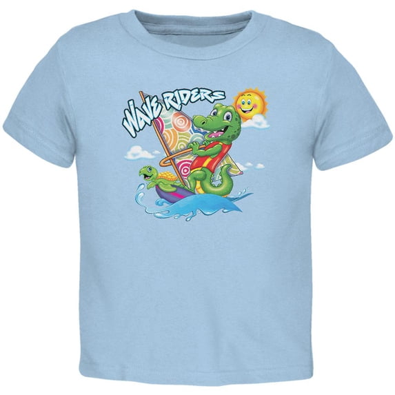 Gator and Turtle Wave Riders Toddler T Shirt Light Blue 2T