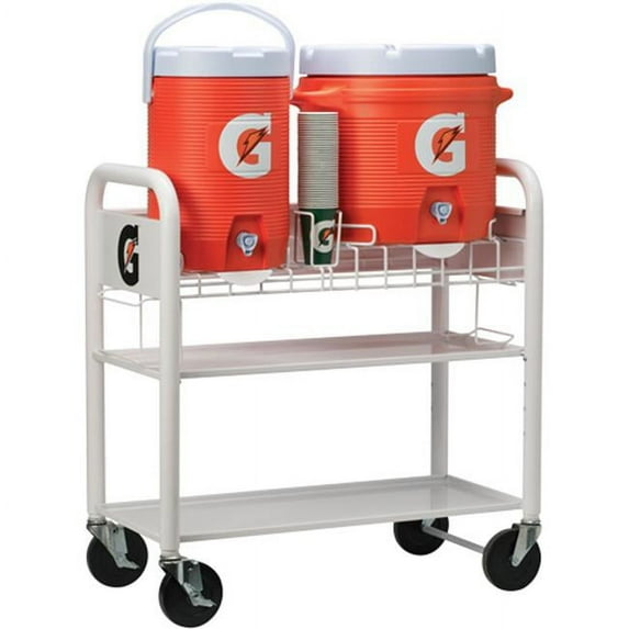 Gatorade Metal Double Cooler Cart with Cup Dispenser and Shelves, Portable