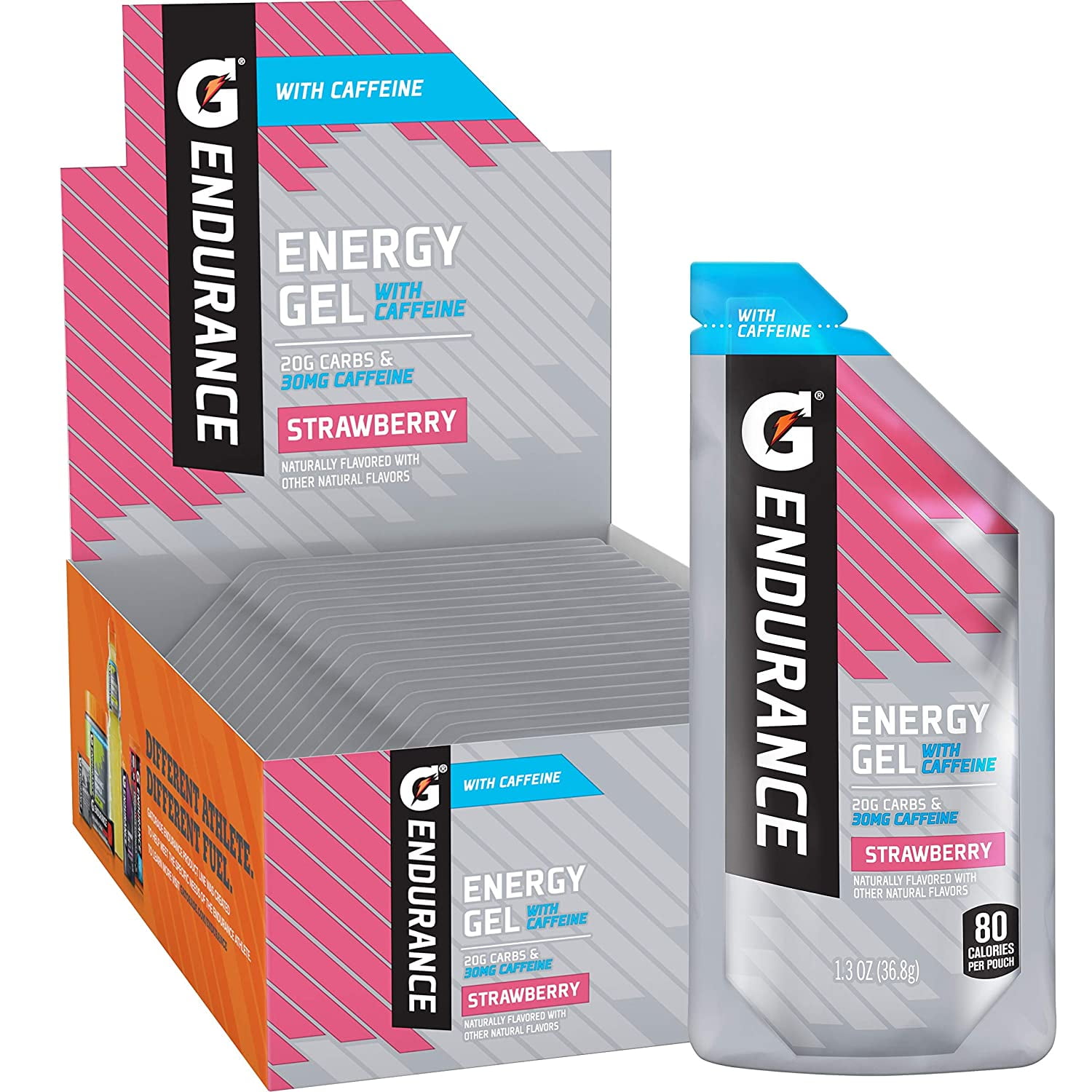 Gatorade Endurance Energy Gel with Caffeine, Strawberry, 1.3 oz Pouches