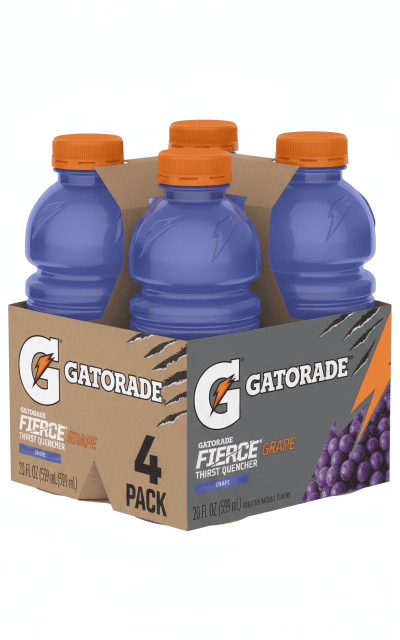 Gatorade Fierce Thirst Quencher Grape Sports Drinks, 20 fl oz, 4 Bottles