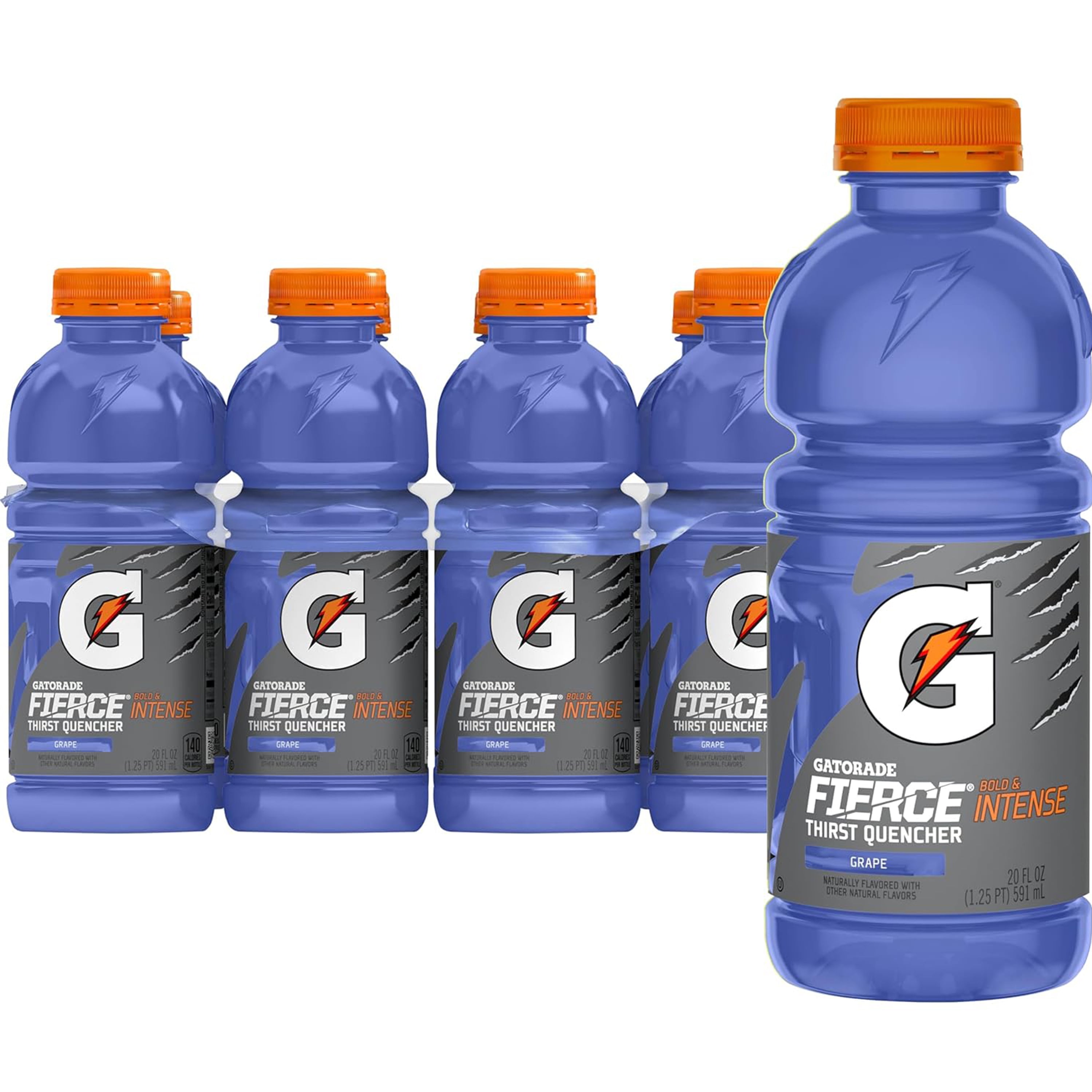 Gatorade Fierce Thirst Quencher Grape Sports Drinks, 20 fl oz, 8 Count Bottles