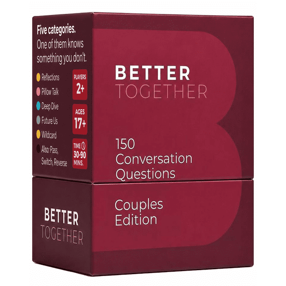BETTER TOGETHER Couples Conversation Cards Game – 100 Romantic & Deep Questions for Date Night – Relationship Building Card Game for Him & Her – Anniversary, Bridal Shower, Valentine’s Gift