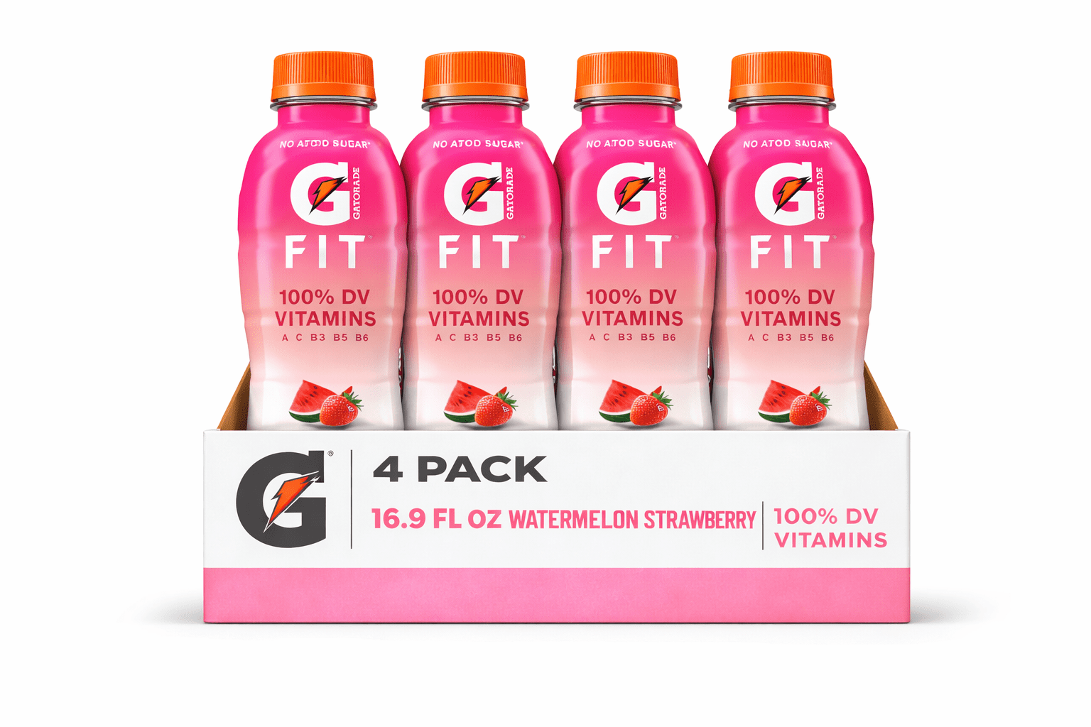 Gatorade Fit Electrolyte Beverage, Watermelon Strawberry, 16.9 fl oz Bottles, 100% DV Vitamins, No Added Sugar – Sports Hydration Drink, 4 Pack